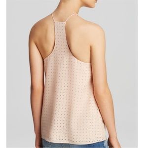 Tibi Blush Perforated Laser Cut Racerback Silk Tank Top Size 0